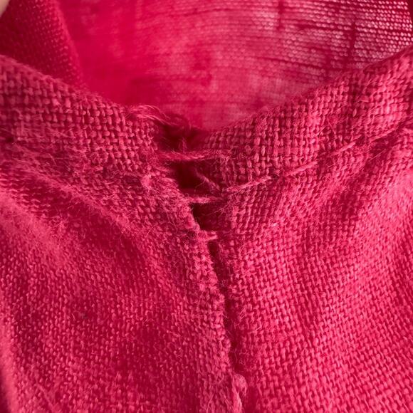 Terzo Millennio Dress Womens L Red Linen Tank Maxi Tiered Boat Neck Sleeveless - Picture 14 of 14